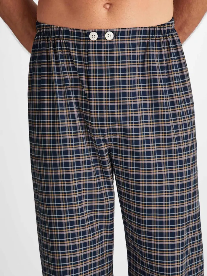 Classic Fit Pajamas Men Derek Rose Classic Fit Pajamas Barker 37 Cotton Navy