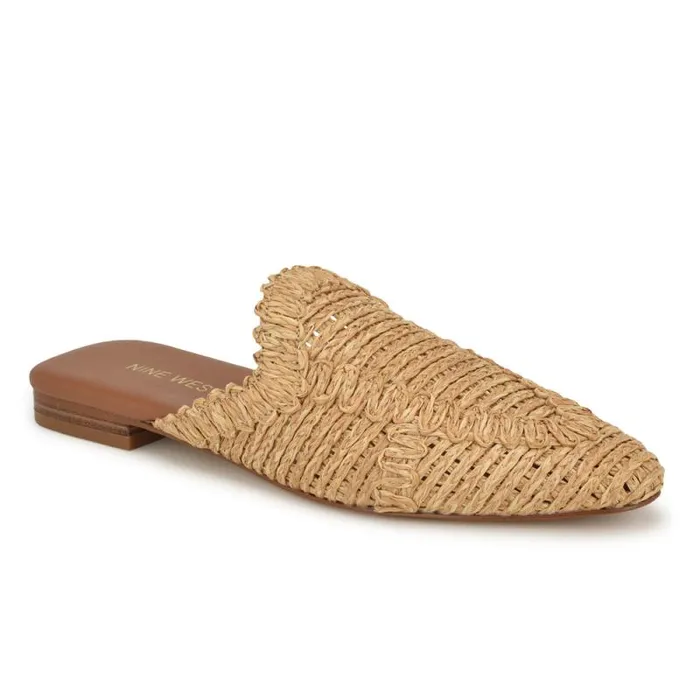 Cleigha Pointy Toe Mules Light Natural Women Nine West Flats