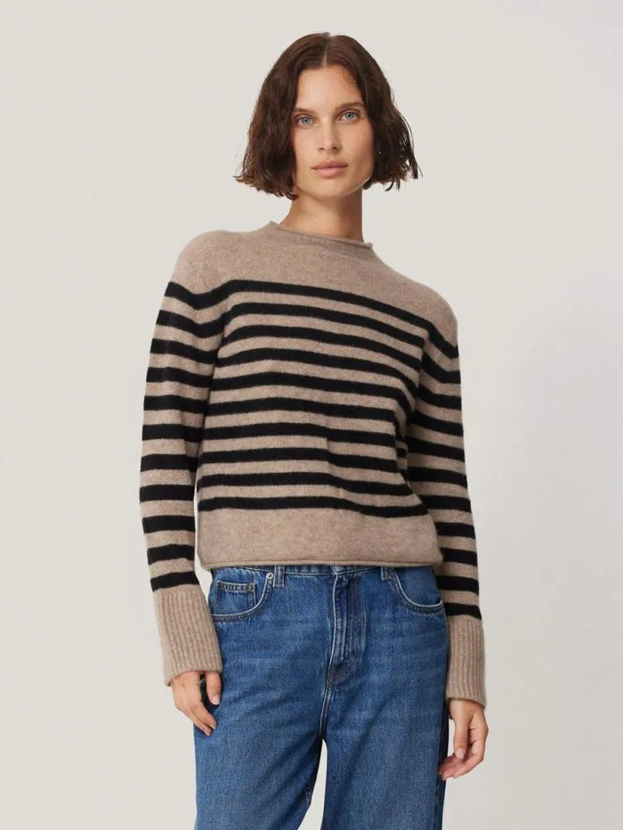 Cloud Cashmere Eldon Stripe Neutral Women Jigsaw Knitwear and Cashmere