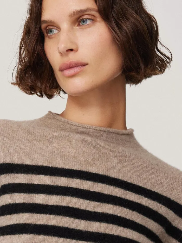 Cloud Cashmere Eldon Stripe Neutral Women Jigsaw Knitwear and Cashmere