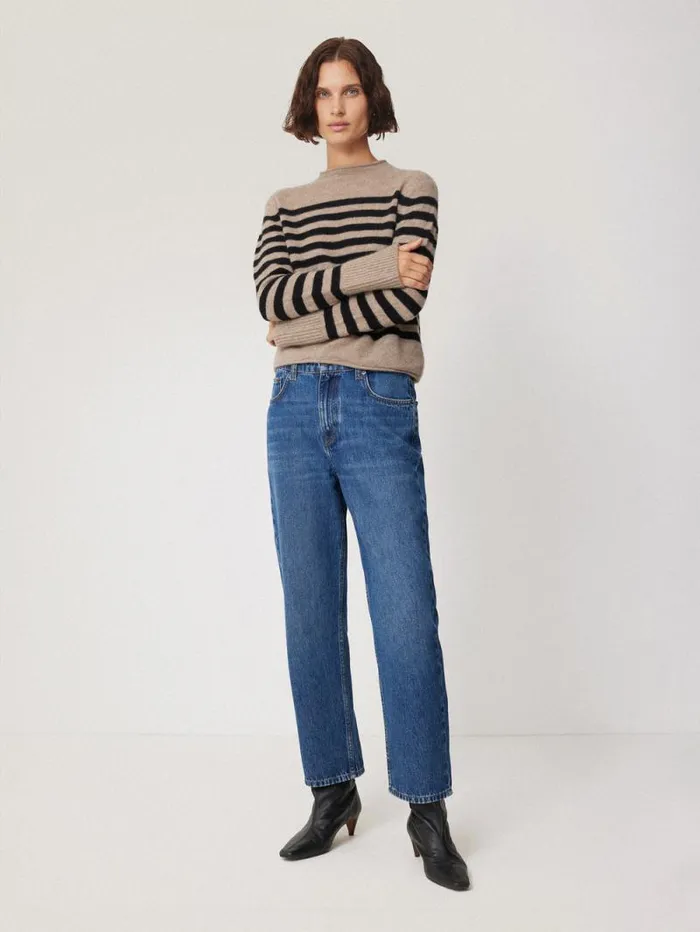 Cloud Cashmere Eldon Stripe Neutral Women Jigsaw Knitwear and Cashmere