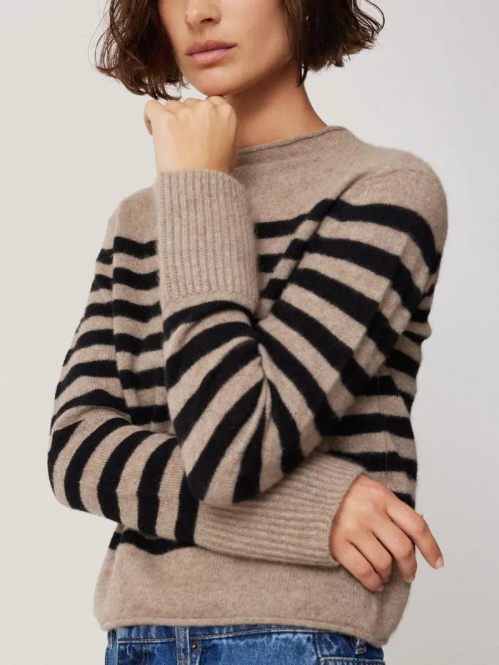 Cloud Cashmere Eldon Stripe Neutral Women Jigsaw Knitwear and Cashmere