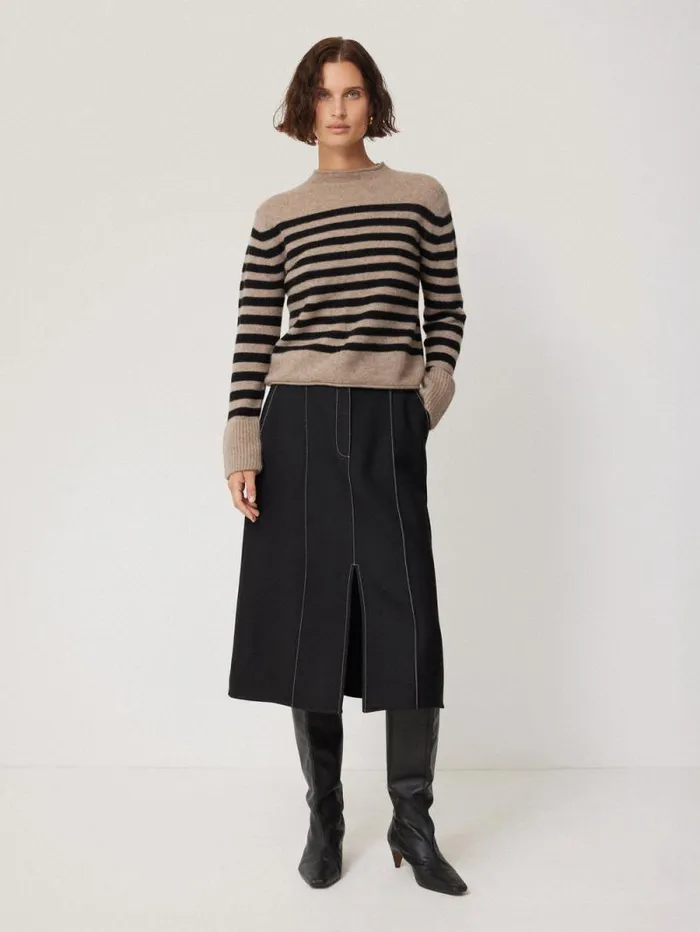 Cloud Cashmere Eldon Stripe Neutral Women Jigsaw Knitwear and Cashmere