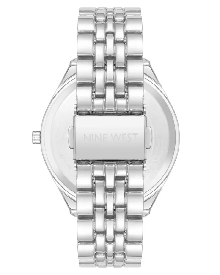 Coin Edge Bezel Watch Silver Women Nine West Straps