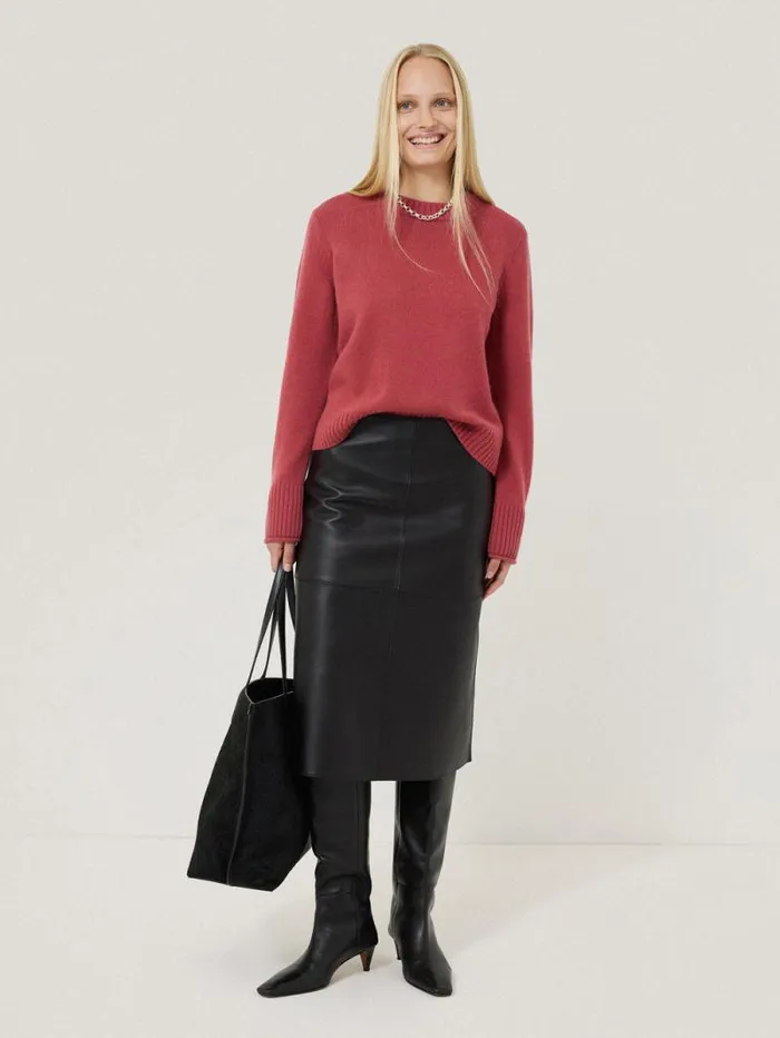 Compact Wool Cashmere Blend Jumper Deep Rose Women Jigsaw Knitwear and Cashmere