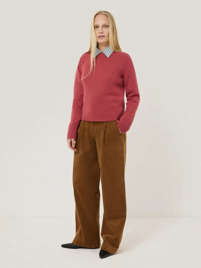 Compact Wool Cashmere Blend Jumper Deep Rose Women Jigsaw Knitwear and Cashmere