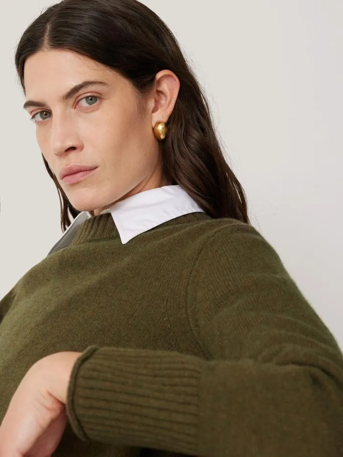 Compact Wool Cashmere Blend Jumper Khaki Women Jigsaw Knitwear and Cashmere