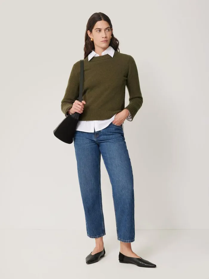 Compact Wool Cashmere Blend Jumper Khaki Women Jigsaw Knitwear and Cashmere