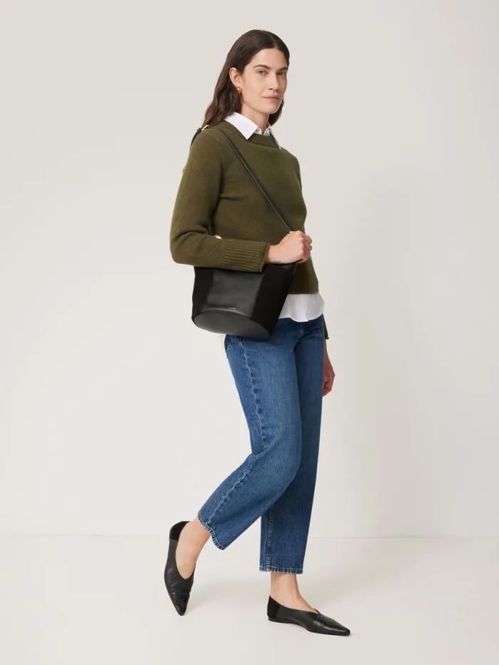 Compact Wool Cashmere Blend Jumper Khaki Women Jigsaw Knitwear and Cashmere