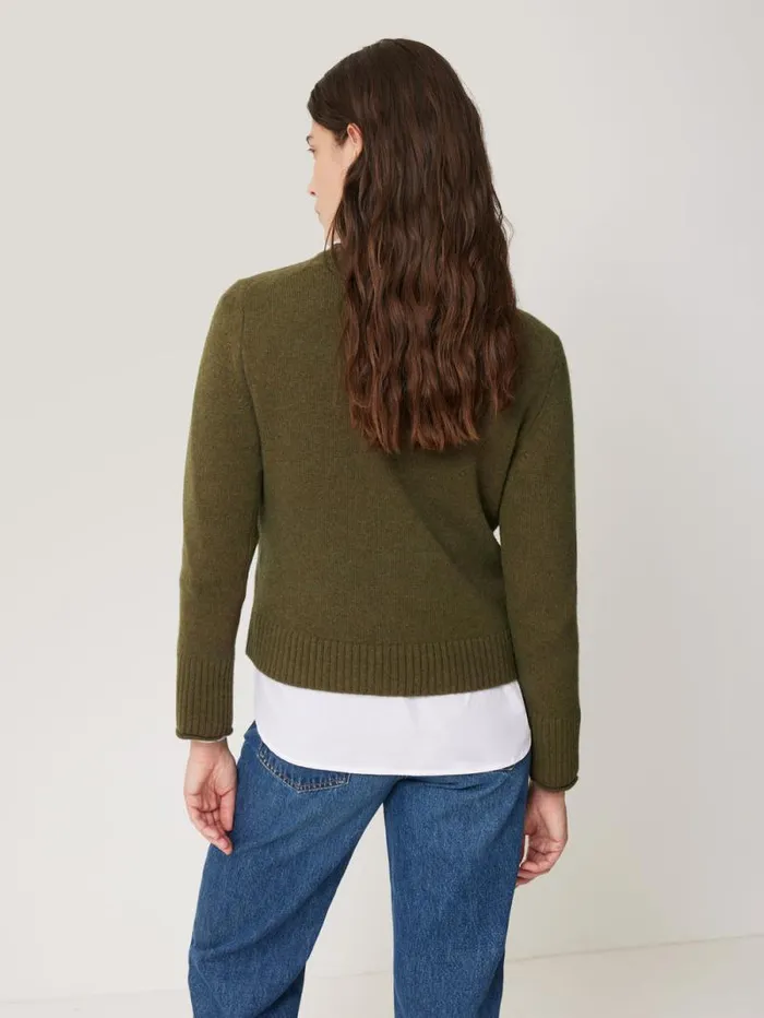 Compact Wool Cashmere Blend Jumper Khaki Women Jigsaw Knitwear and Cashmere