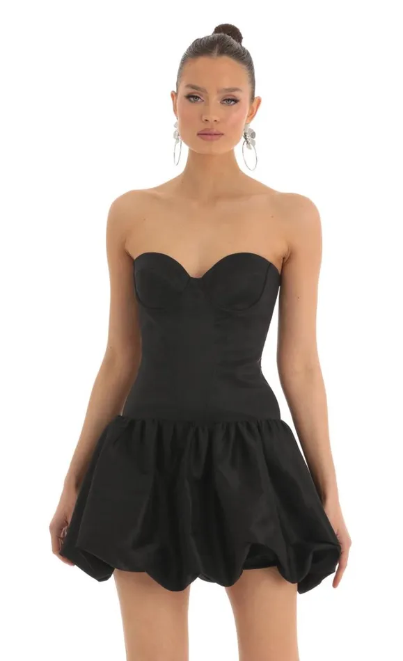 Corset Bubble Dress Black Women LUCY IN THE SKY Mini Dresses