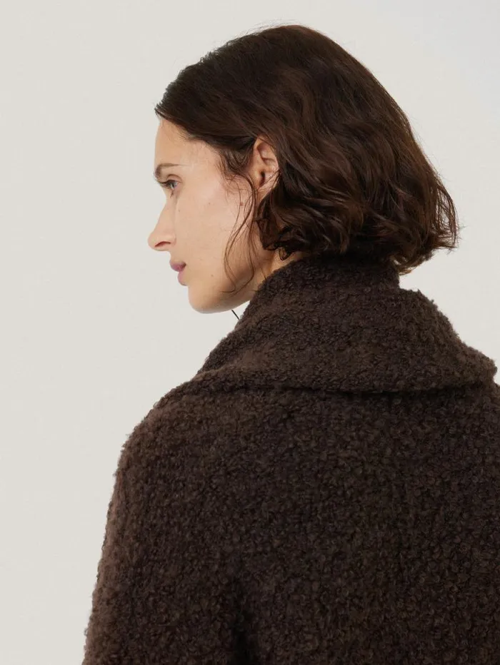 Cosy Boucle Scarf Cardi Brown Women Jigsaw Knitwear and Cashmere