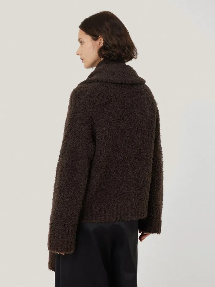 Cosy Boucle Scarf Cardi Brown Women Jigsaw Knitwear and Cashmere