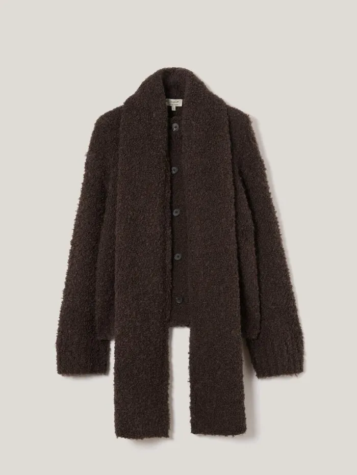 Cosy Boucle Scarf Cardi Brown Women Jigsaw Knitwear and Cashmere