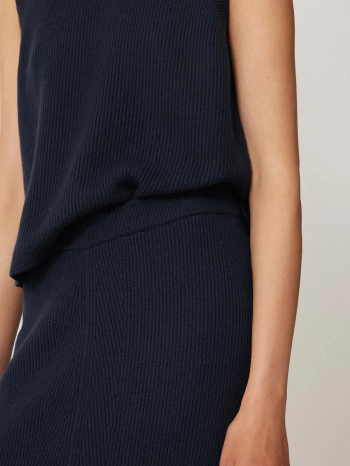 Cotton Blend Knitted Skirt Navy Women Jigsaw Knitwear and Cashmere