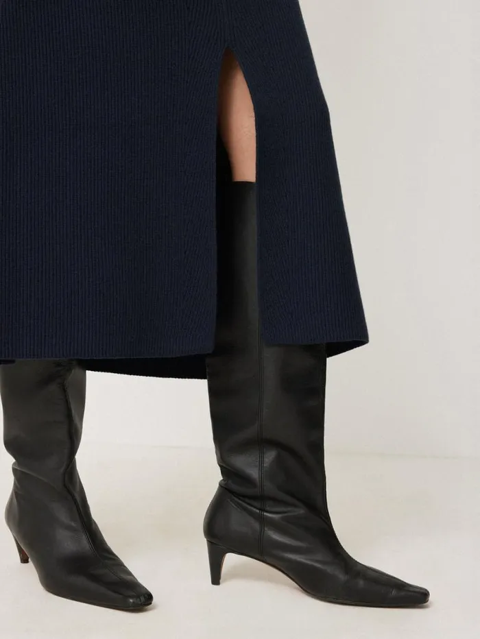 Cotton Blend Knitted Skirt Navy Women Jigsaw Knitwear and Cashmere