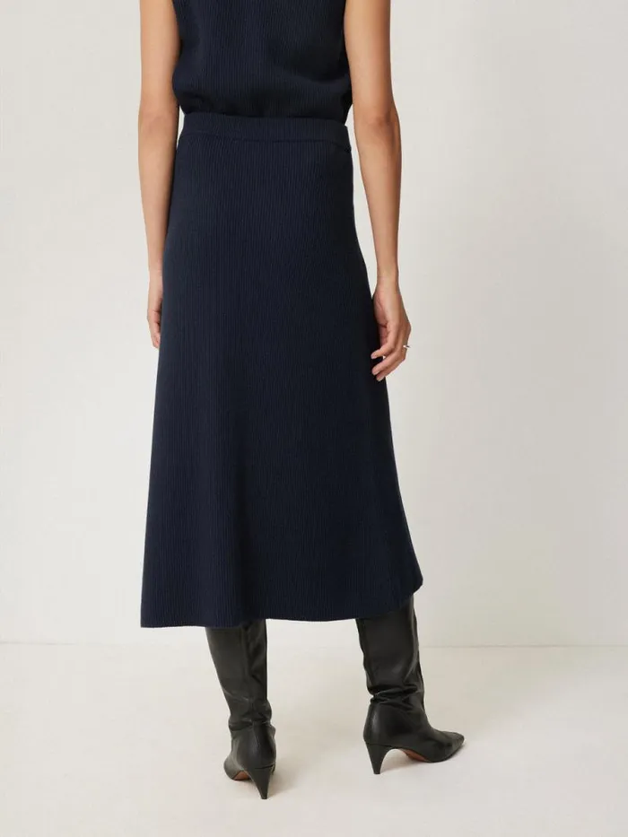 Cotton Blend Knitted Skirt Navy Women Jigsaw Knitwear and Cashmere