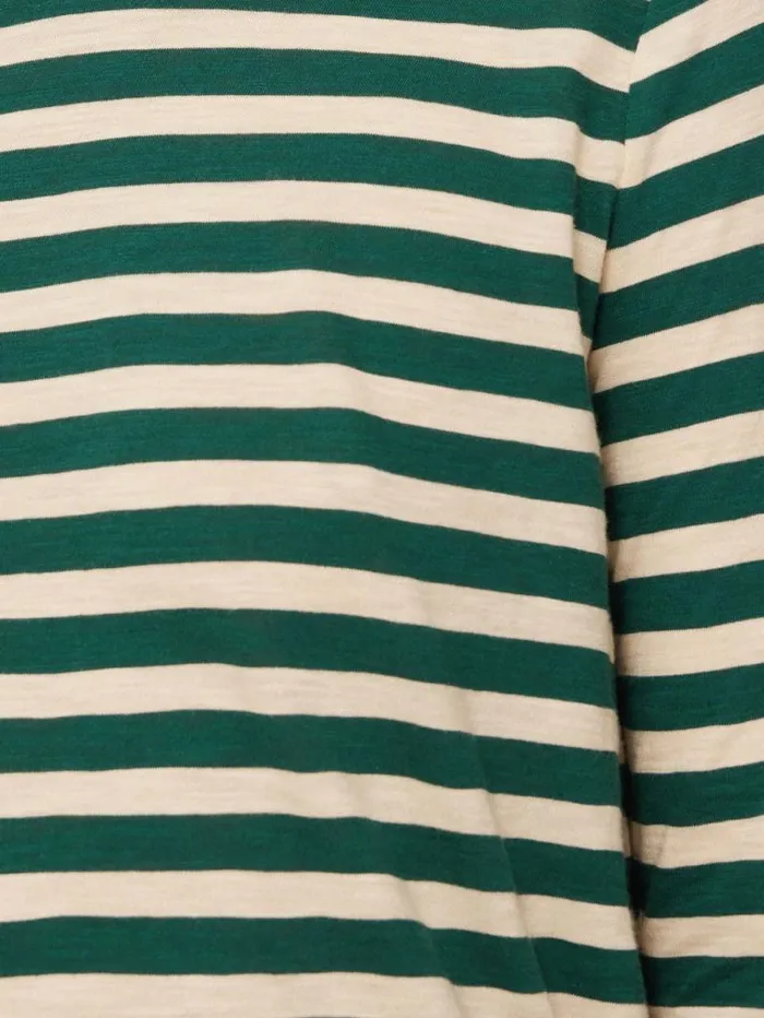 Cotton Slub Stripe Long Sleeve Tee Green Women Jigsaw Pyjamas and Loungewear