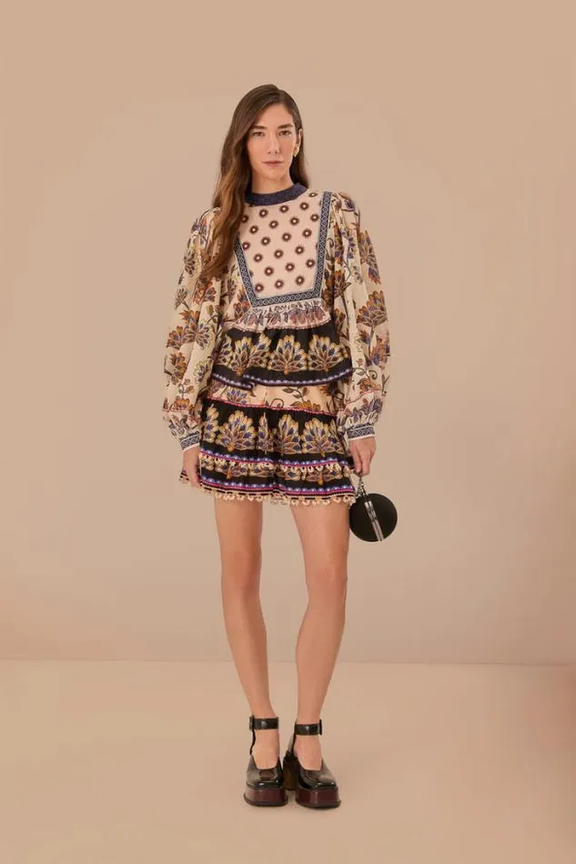 Cream Ainika Maxi Floral Mini Skirt Women FARM Rio Skirts