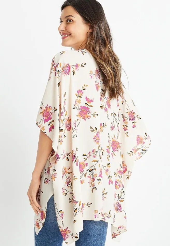 Cream Floral Ruana Women Maurices Tops