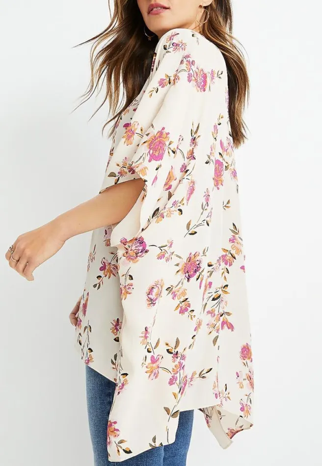 Cream Floral Ruana Women Maurices Tops