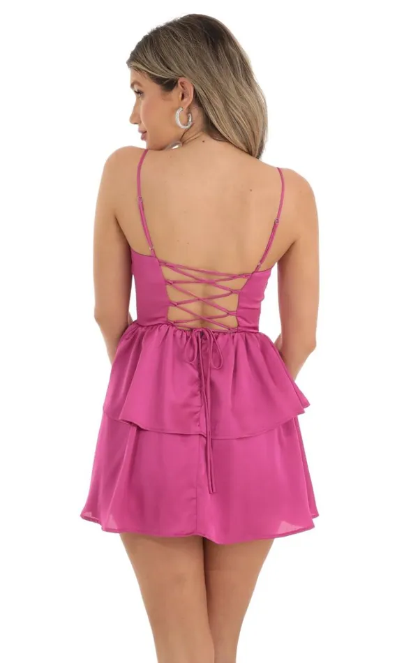 Crepe Ruffle Dress Magenta Women LUCY IN THE SKY Mini Dresses Crepe Ruffle Dress Magenta Women LUCY IN THE SKY Mini Dresses