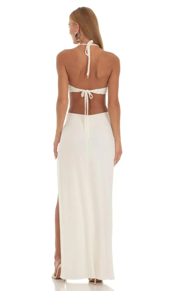 Crochet Maxi Cutout Dress Cream Women LUCY IN THE SKY Maxi Dresses Crochet Maxi Cutout Dress Cream Women LUCY IN THE SKY Maxi Dresses