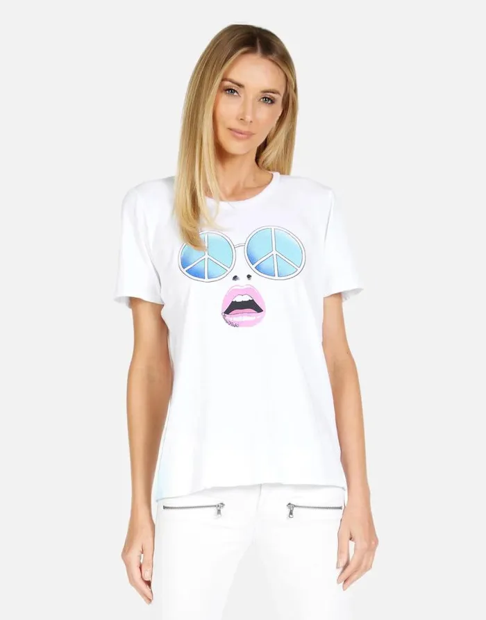 Croft X Retro Peace Face White Women Lauren Moshi Short Sleeve