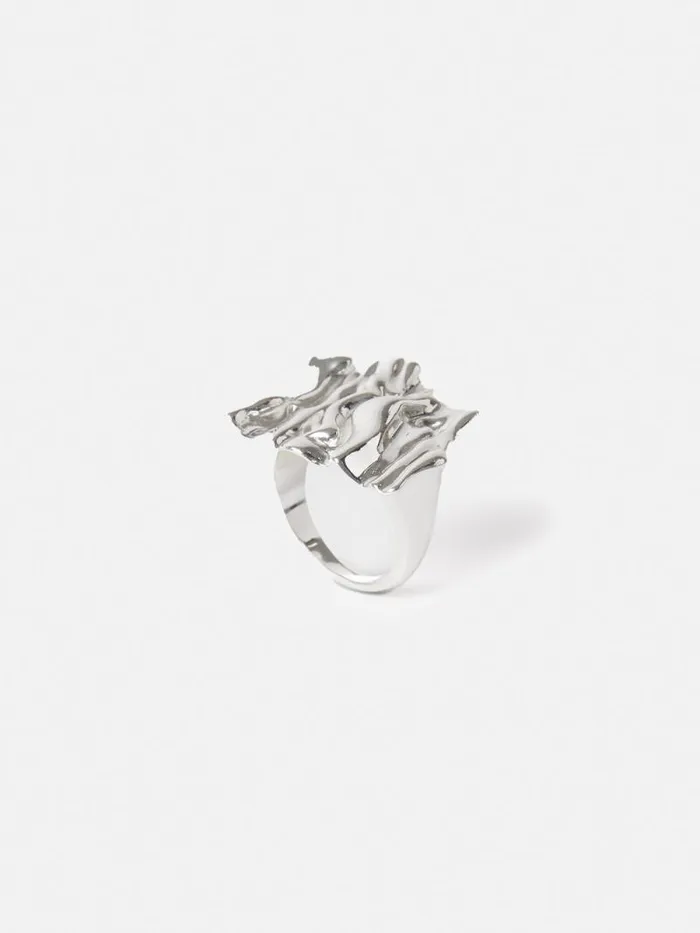 Crumpled Textured Ring Silver Women Jigsaw Jewellery