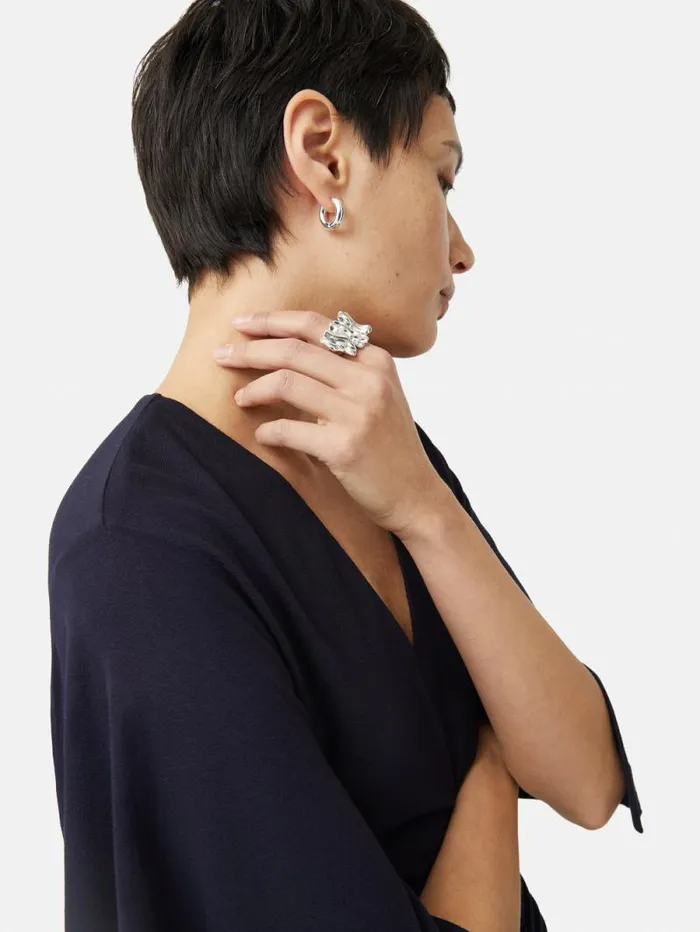 Crumpled Textured Ring Silver Women Jigsaw Jewellery