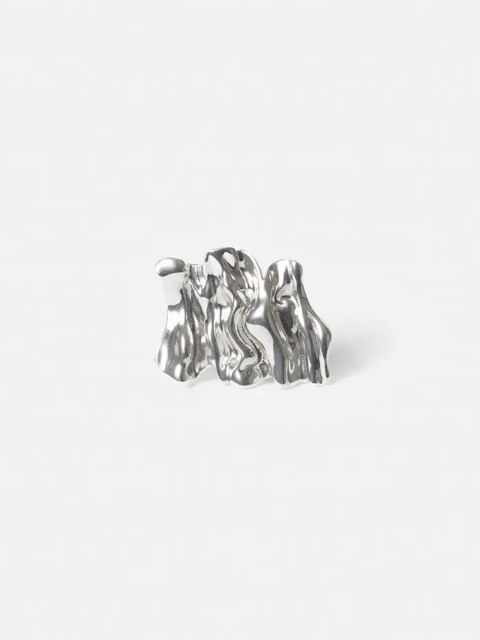 Crumpled Textured Ring Silver Women Jigsaw Jewellery