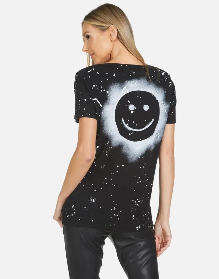 Cruz Airbrush Happy Blackwhite Splatter Women Lauren Moshi Short Sleeve