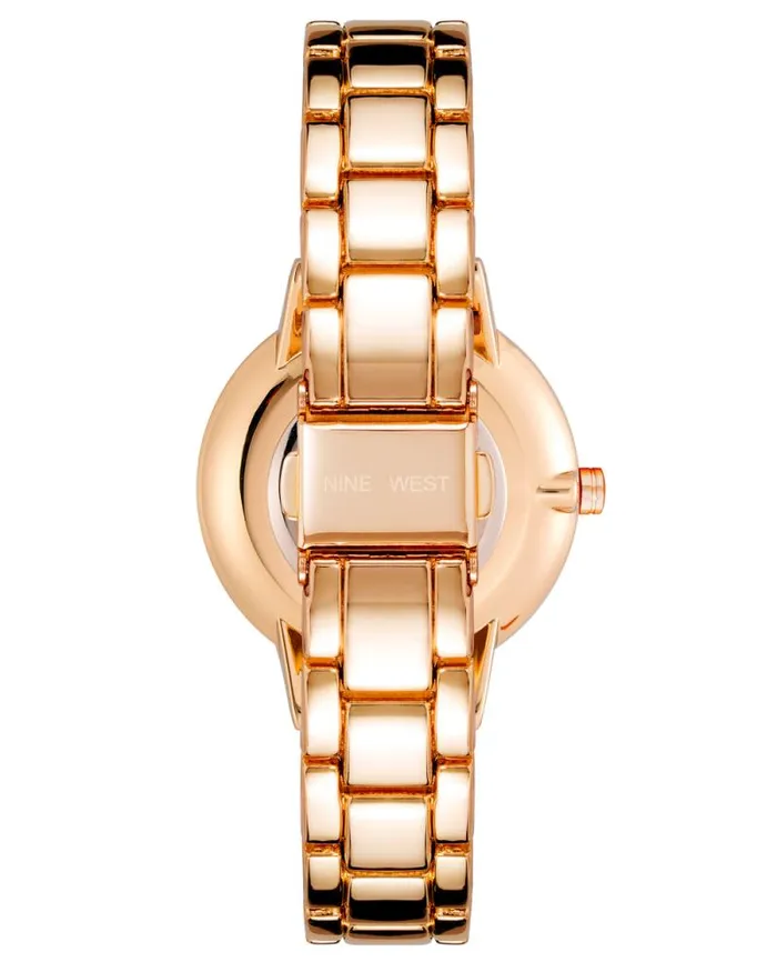 Crystal Accented Bracelet Watch Rose Goldtone Women Nine West Straps