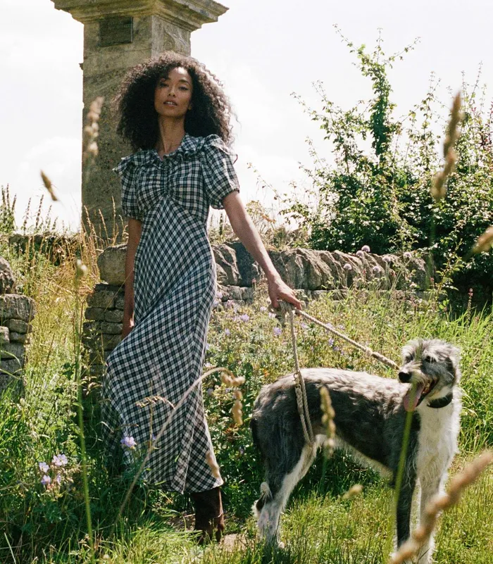 DEN Dresses Women Gwyneira Dress Navy Countryside Plaid
