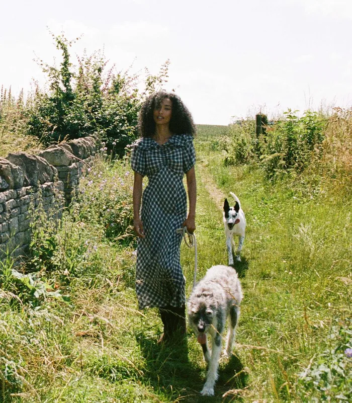 DEN Dresses Women Gwyneira Dress Navy Countryside Plaid