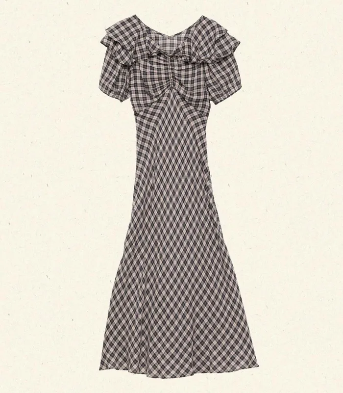 DEN Dresses Women Gwyneira Dress Navy Countryside Plaid