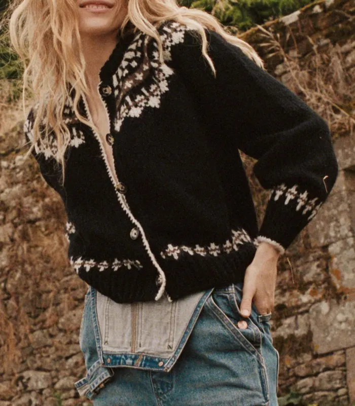 DEN Knitwear Women Clarke Cardigan Olympia Black Fairisle