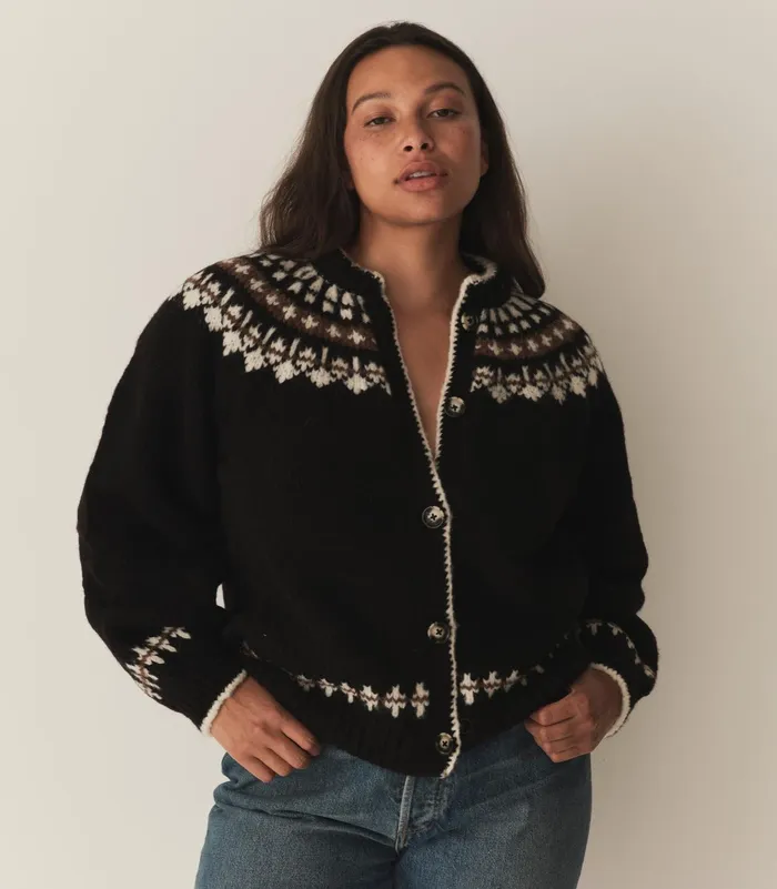 DEN Knitwear Women Clarke Cardigan Olympia Black Fairisle