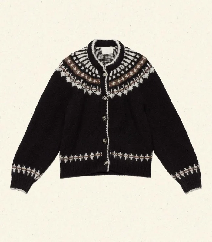 DEN Knitwear Women Clarke Cardigan Olympia Black Fairisle