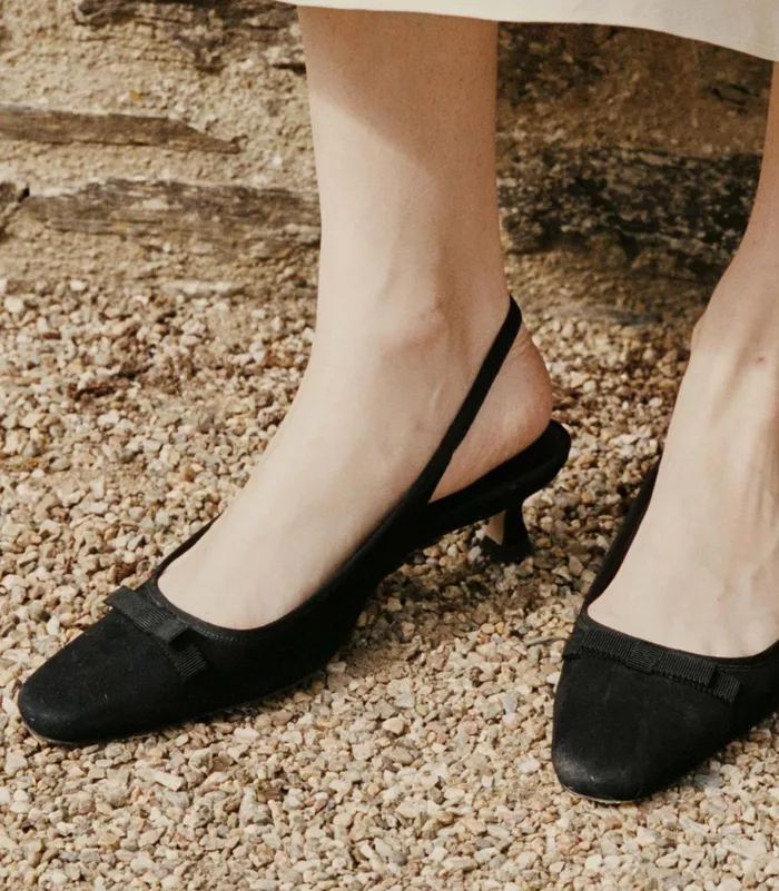DEN Shoes Women Willamina Slingback Black Suede