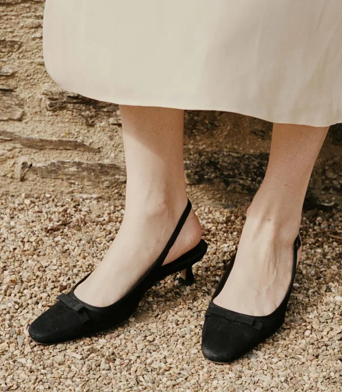 DEN Shoes Women Willamina Slingback Black Suede DEN Shoes Women Willamina Slingback Black Suede