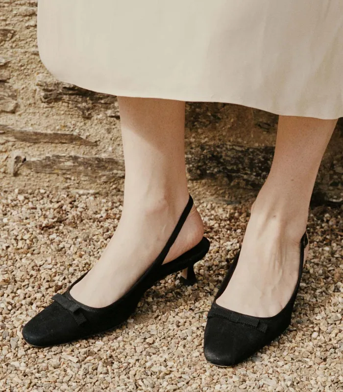 DEN Shoes Women Willamina Slingback Black Suede DEN Shoes Women Willamina Slingback Black Suede