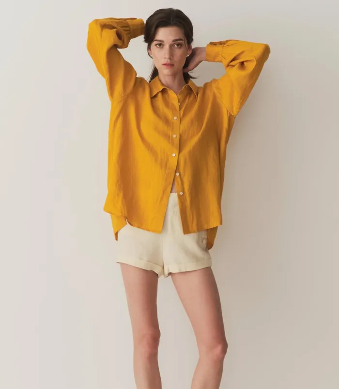 DEN Tops Women Hava Linen Top Sunflower DEN Tops Women Hava Linen Top Sunflower