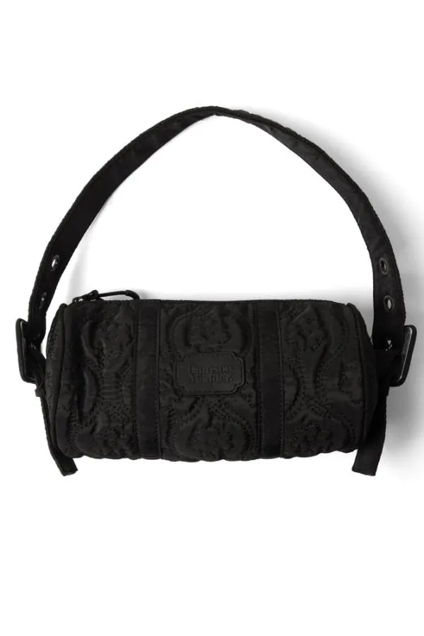 Damson Madder Bags Accessories Barrel Bag In Black Floral Stitch