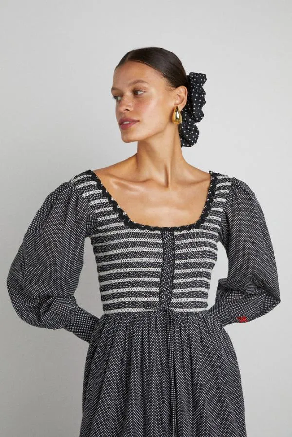 Damson Madder Dresses Women Hermione Shirred Midi Dress 8211 Pin Dot