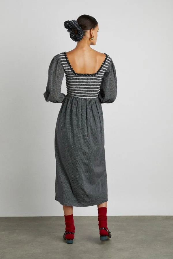 Damson Madder Dresses Women Hermione Shirred Midi Dress 8211 Pin Dot