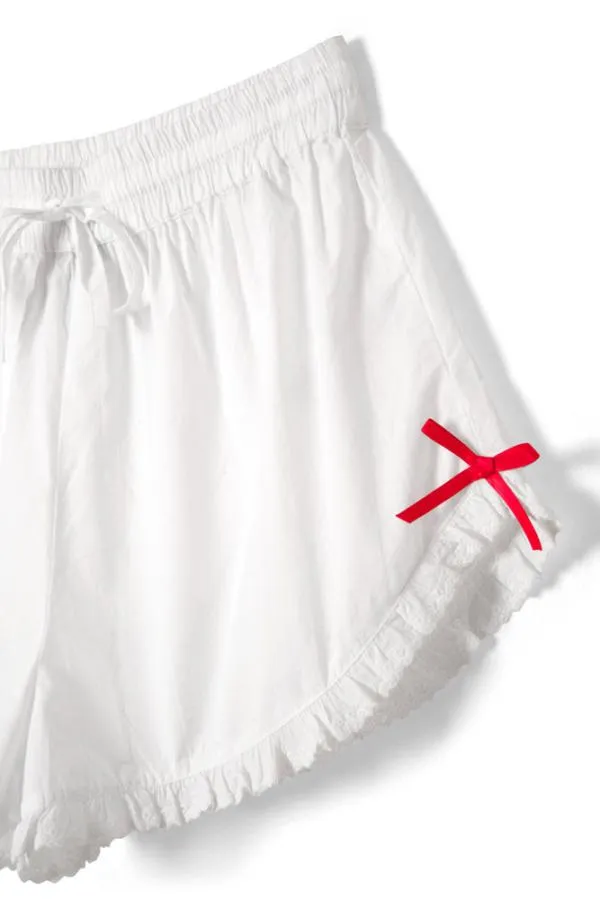 Damson Madder Nightwear Women Pauline Ruffle Nightwear Set White