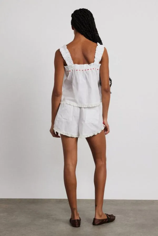Damson Madder Nightwear Women Pauline Ruffle Nightwear Set White