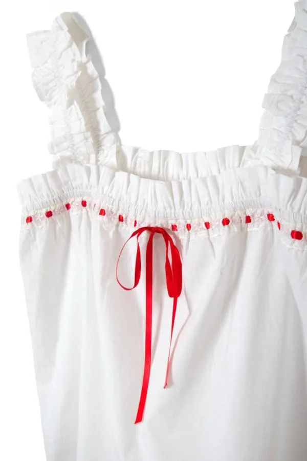 Damson Madder Nightwear Women Pauline Ruffle Nightwear Set White
