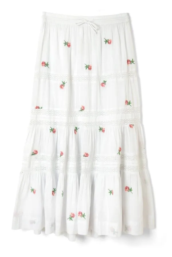 Damson Madder Skirts Women Eden Lace Midi Skirt 8211 Rose Embroidery